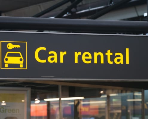 the sign of car rental