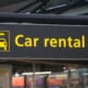 the sign of car rental