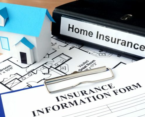 Home insurance information form with house model and property floor plans