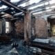 a building burnt by a fire