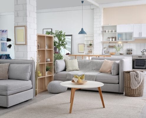 the interior of a house living room