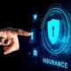 Digital insurance protection concept with shield icon and coverage categories