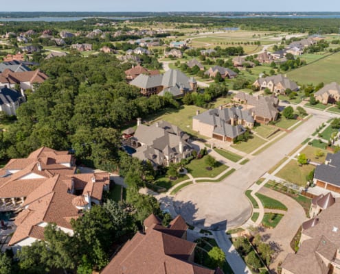 an aerial view of a texas neighborhood